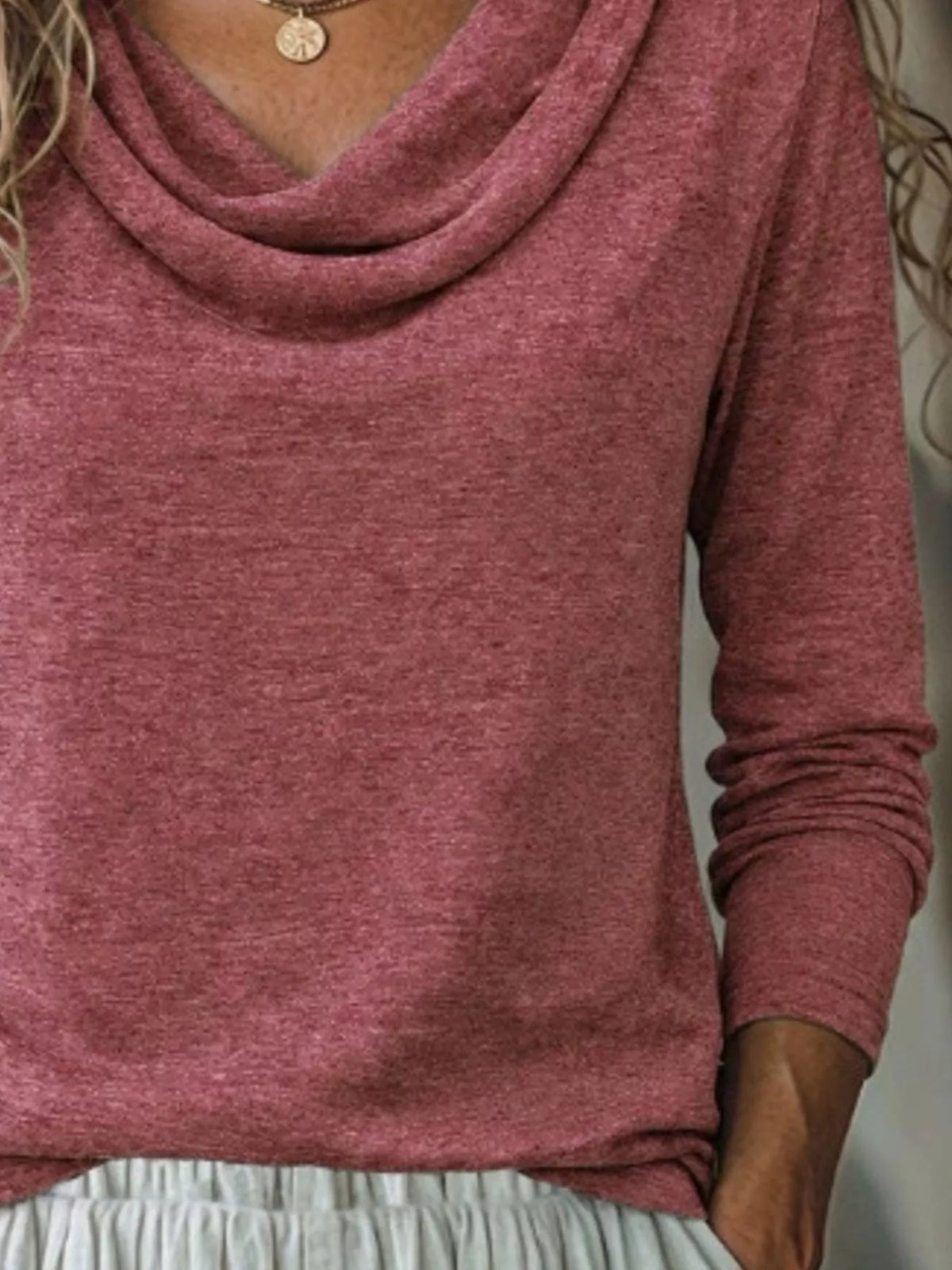 Cowl Neck Long Sleeve T-Shirt