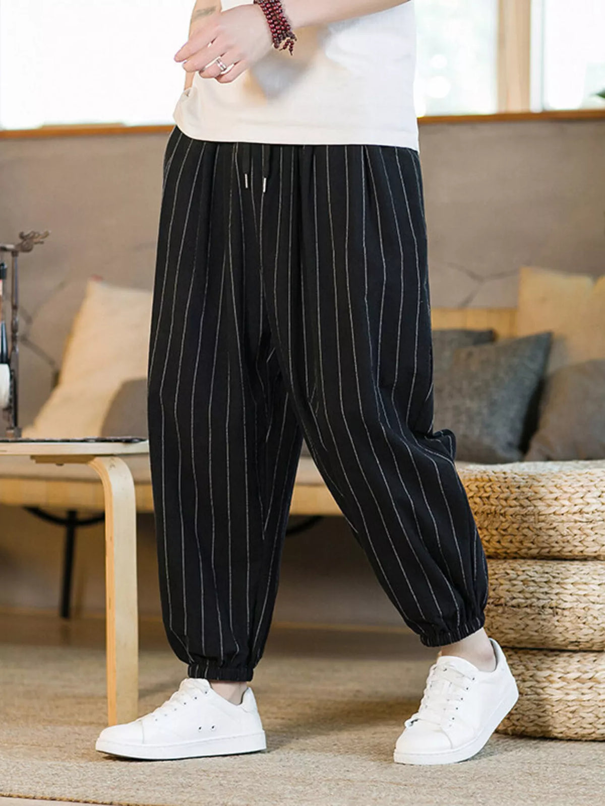 Men's Plus Size Striped Harem Pants, view 4