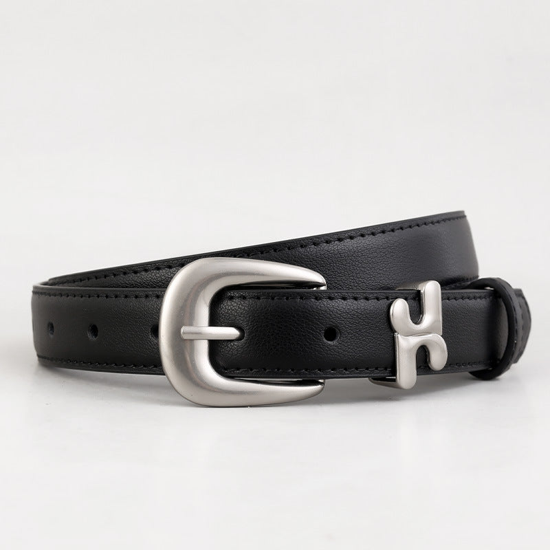 Leather Belt with Stylish H-Shaped Buckle - Lilixa.store