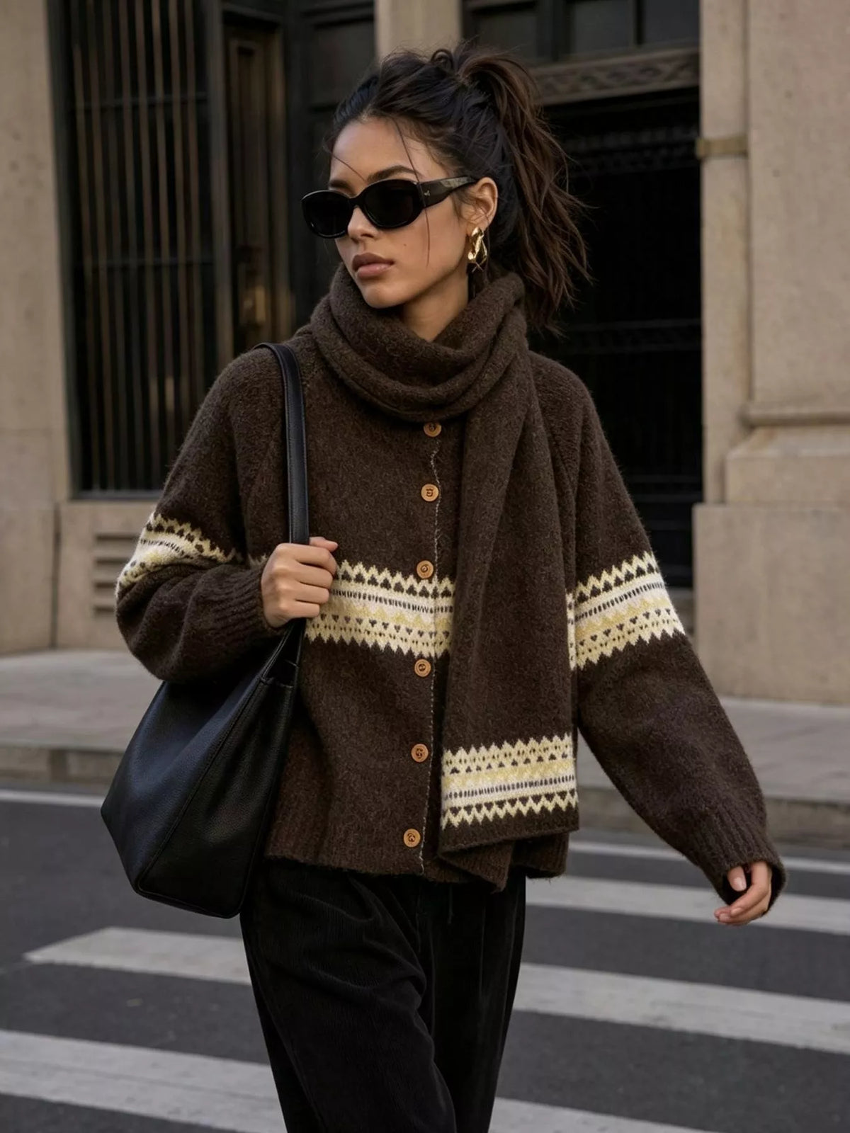 Geometric Button Down Knit Cardigan, view 12