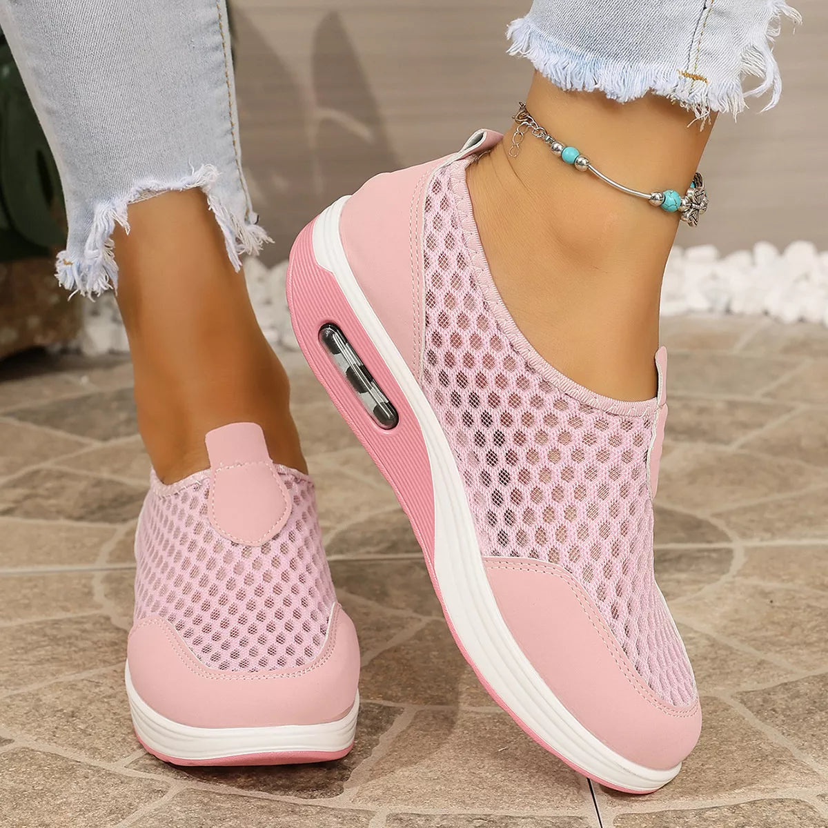 Breathable Mesh Wedge Slip-Ons - Lilixa.store