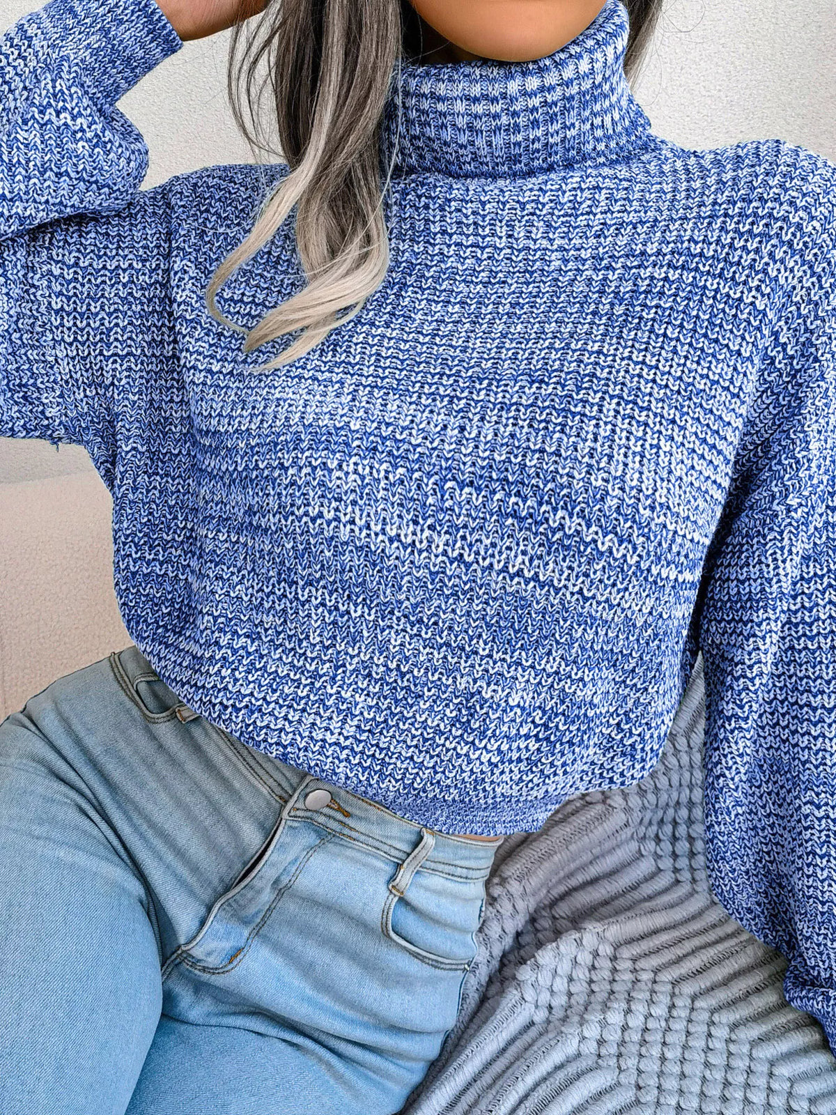 Turtleneck Dropped Shoulder Sweater