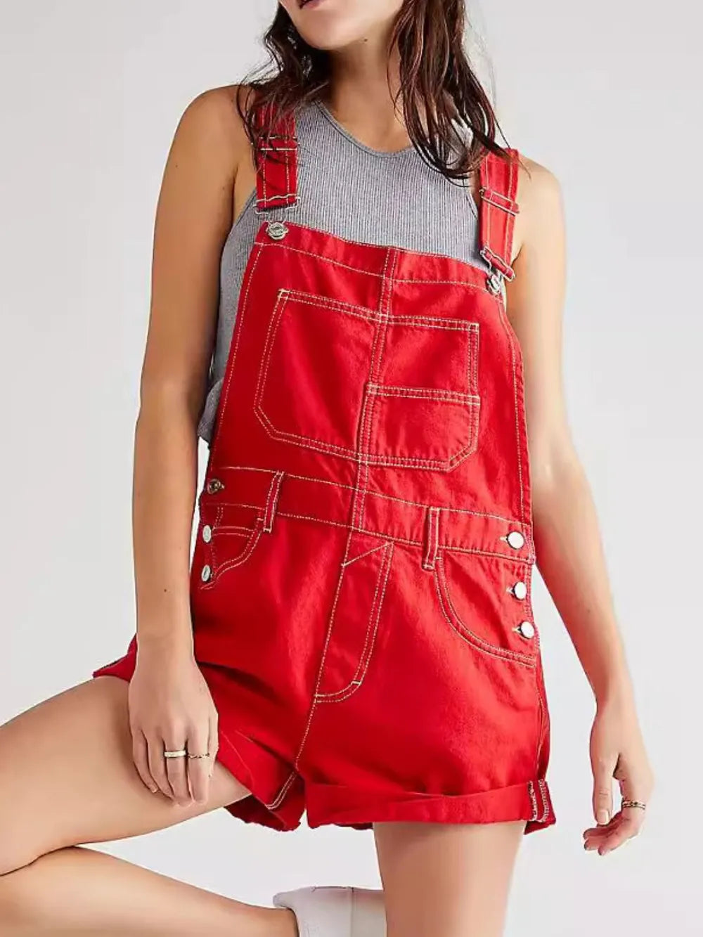Wide Strap Square Neck Denim Overalls - Lilixa.store