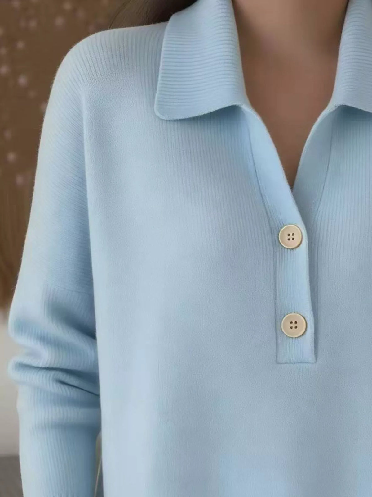 Ribbed Knit Button Detail Sweater