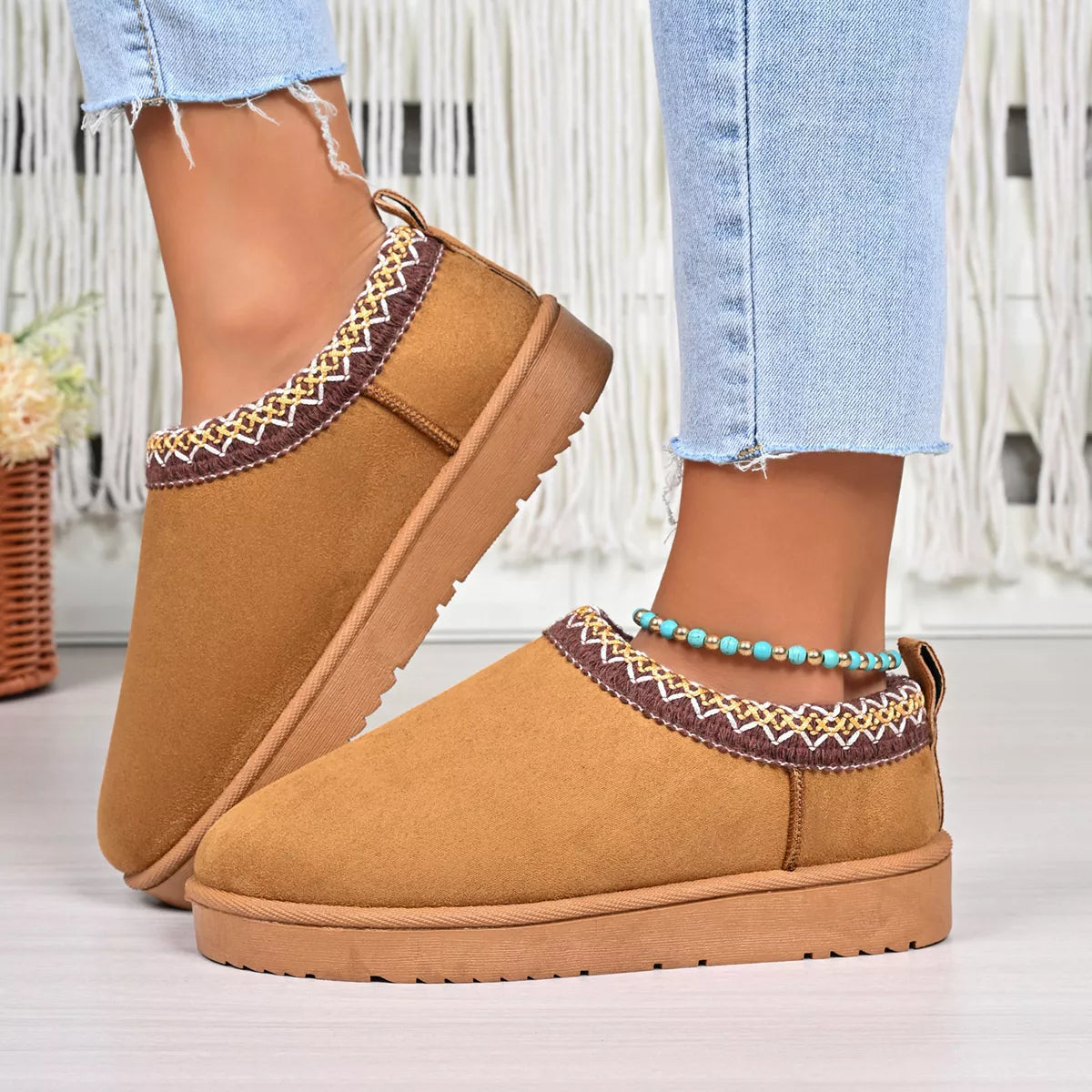 Round Toe Platform Ankle Boots