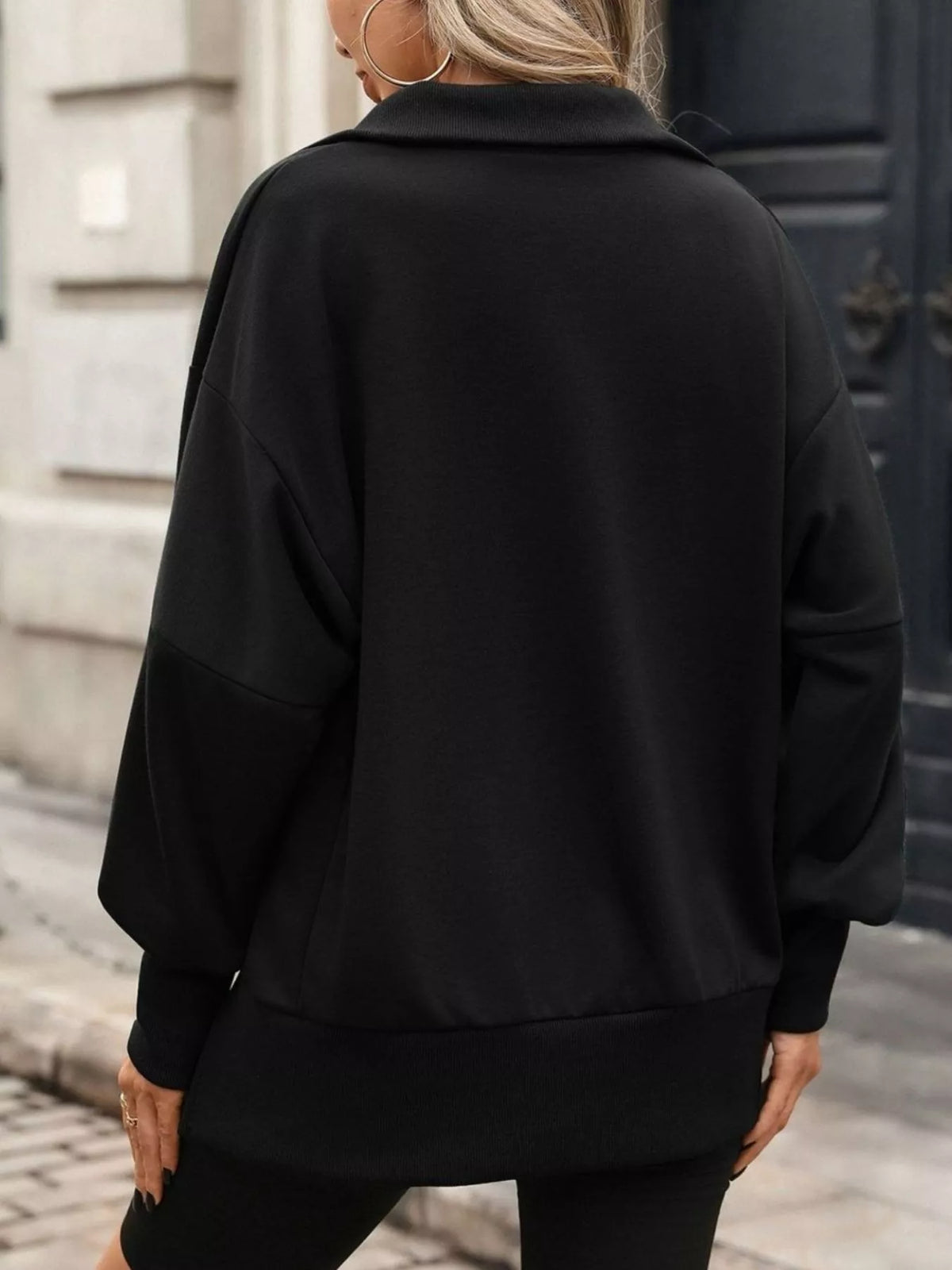Side Slit Half Snap Sweatshirt - Lilixa.store