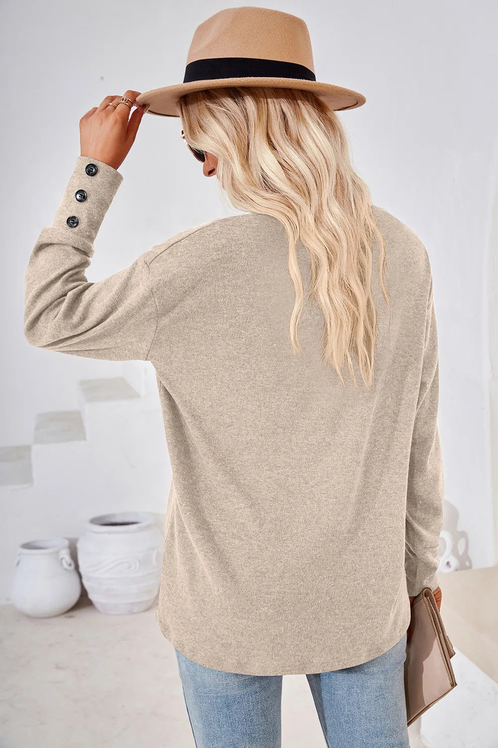 V-Neck Dropped Shoulder T-Shirt - Lilixa.store