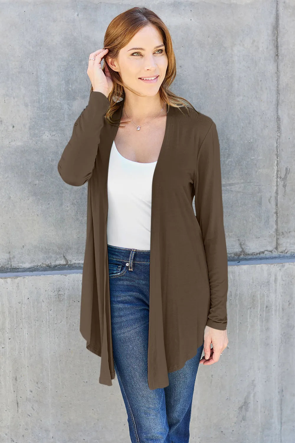 Basic Bae Full Size Open Front Long Sleeve Cardigan - Lilixa.store