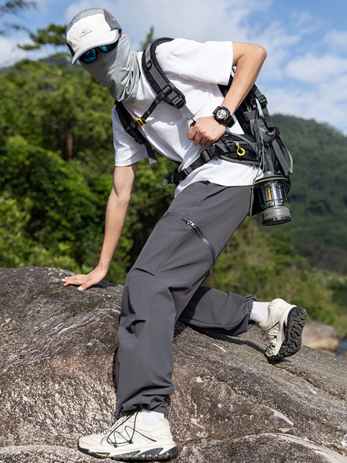 Men's Convertible Zip-Off Cargo Pants in Cloud Gray, view 7