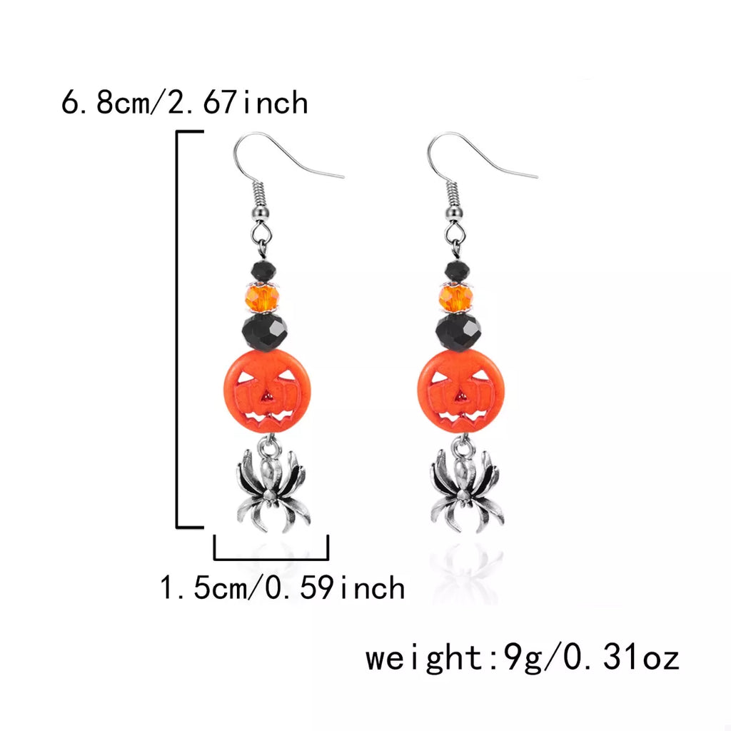 Halloween Spider Pumpkin Drop Earrings - Lilixa.store
