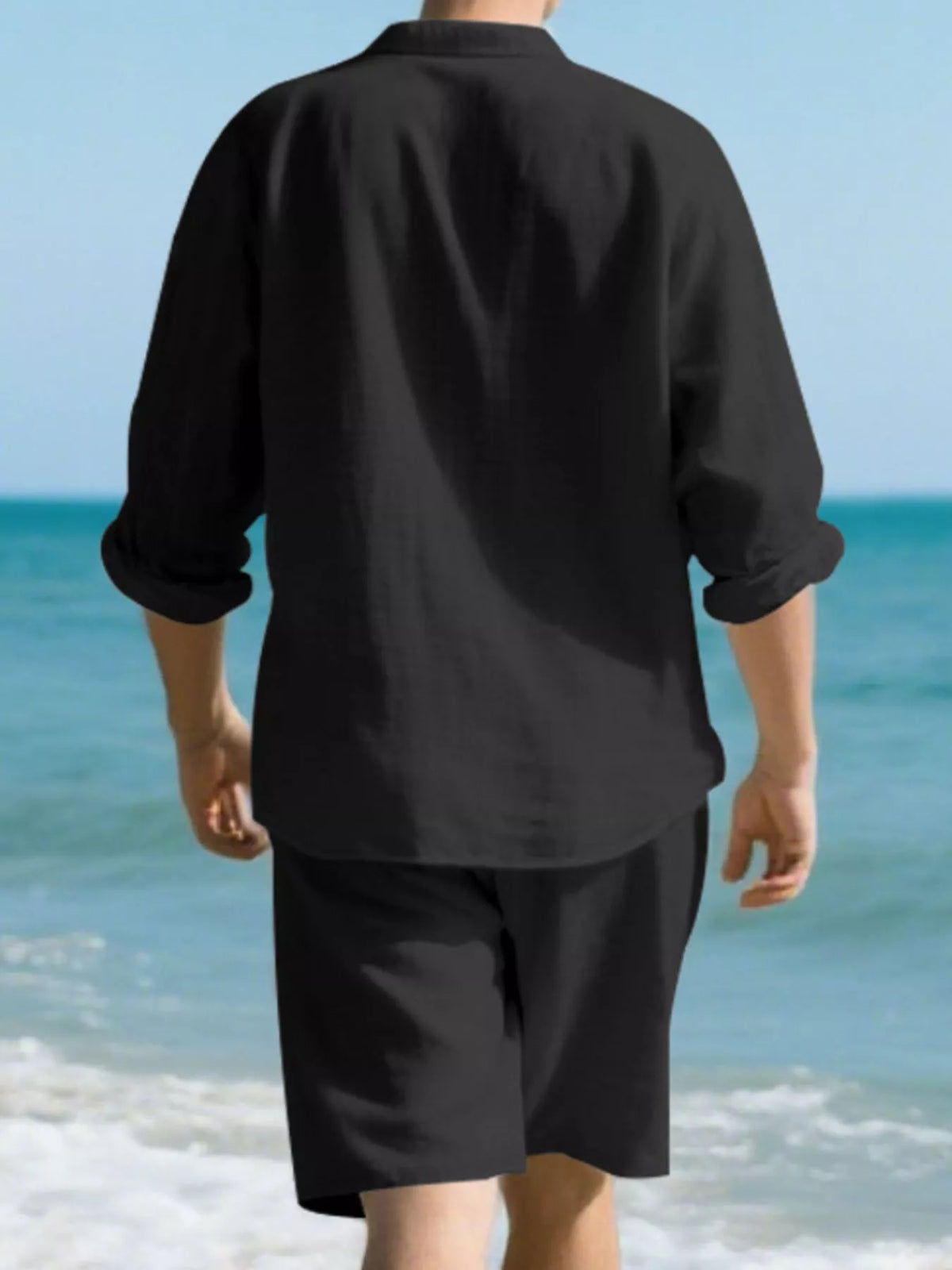 Men's Full Size Casual Button-Down Shirt and Shorts Set Plus Size