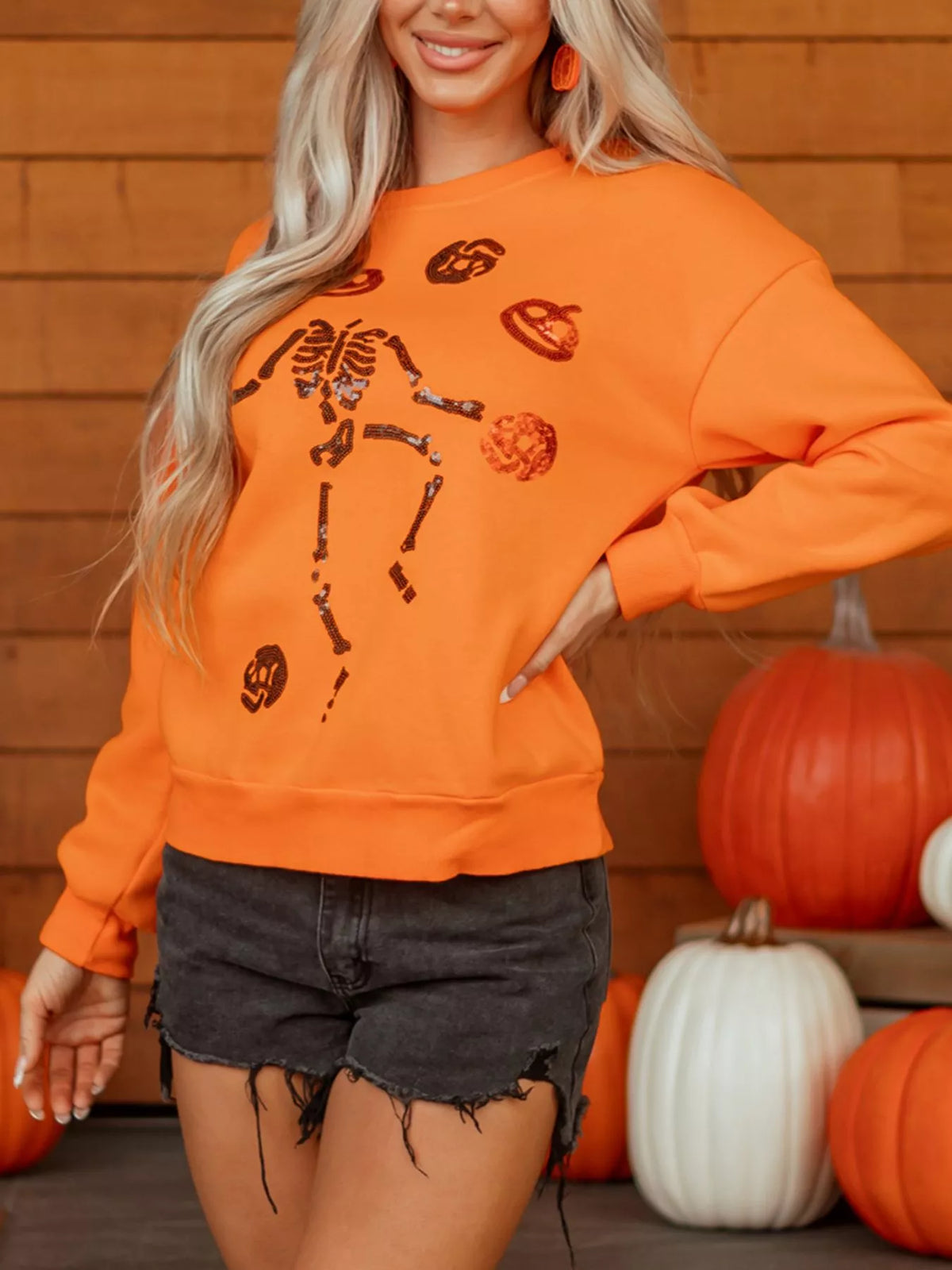 Dancing Critters Sequin Halloween Crewneck Sweatshirt - Lilixa.store