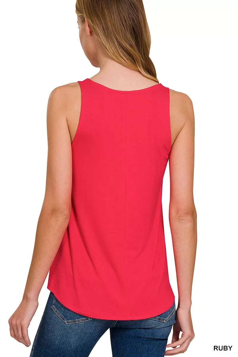 Zenana Flowy Hem Rayon Sleeveless Tank Top - Lilixa.store