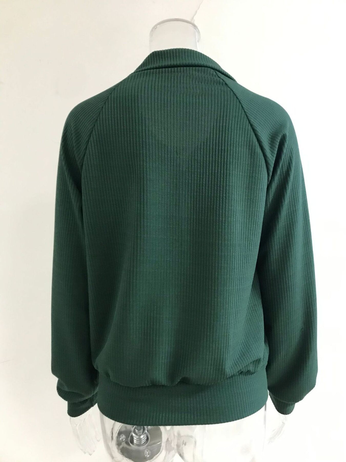 Full Size Ribbed Knit Zip-Up Outerwear Plus Size, view 8