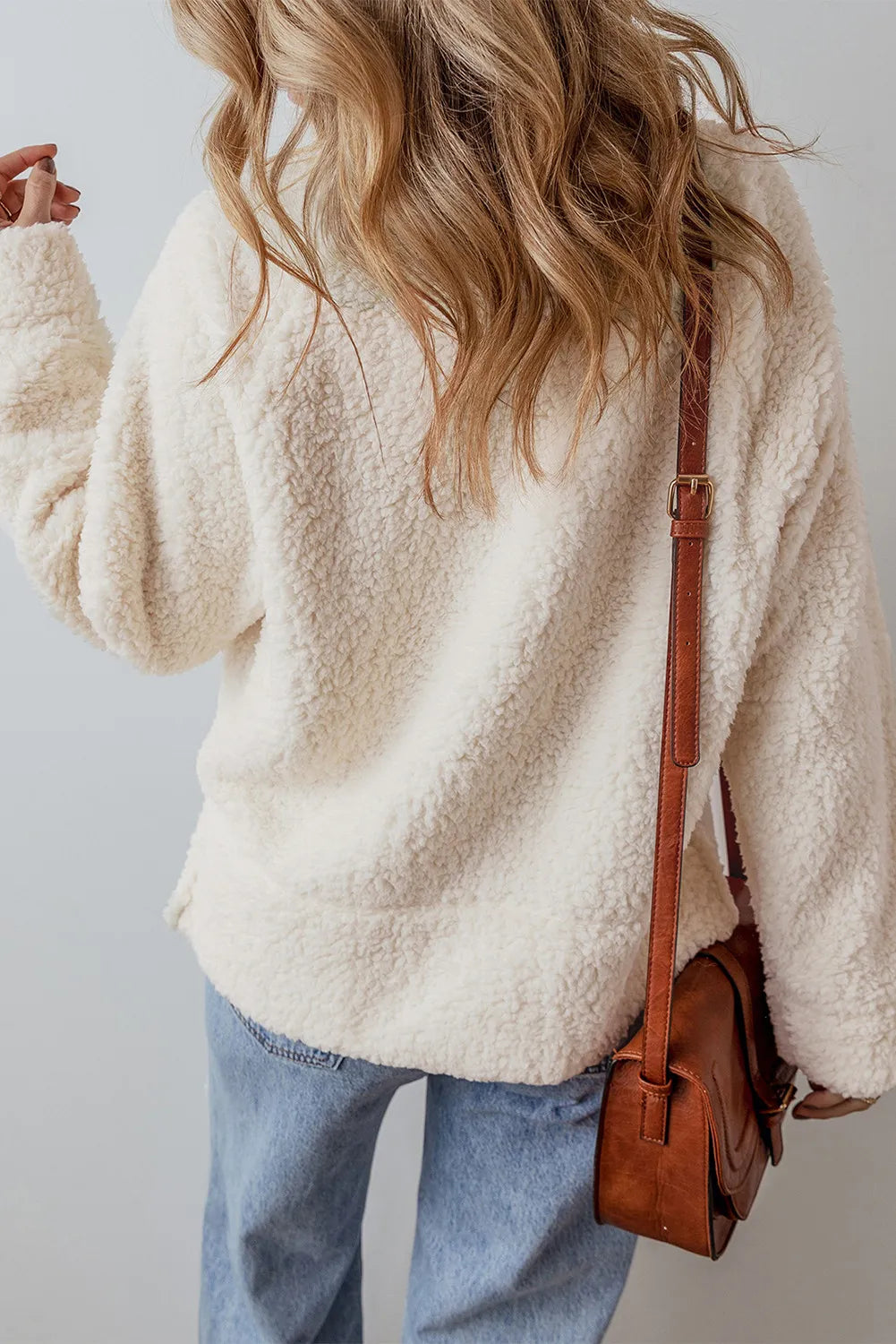 Turtleneck Long Sleeve Slit Fleece Sweatshirt - Lilixa.store