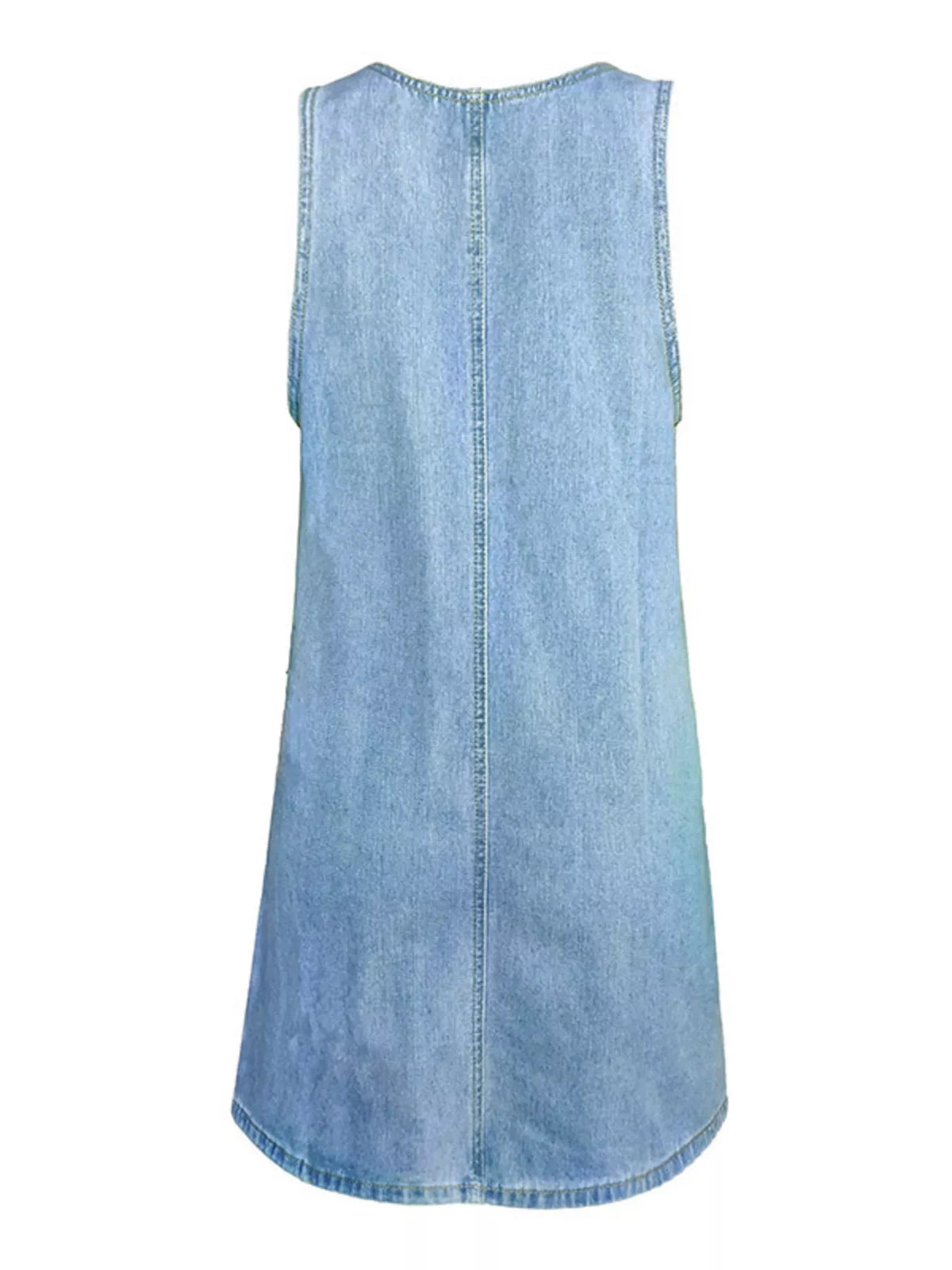 Casual Scoop Neck Sleeveless Denim Dress - Lilixa.store