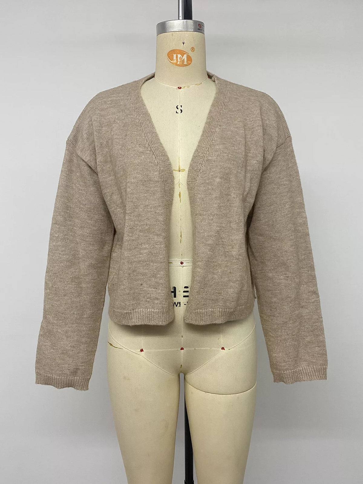 Open-Front Knit Cardigan in Khaki, view 10