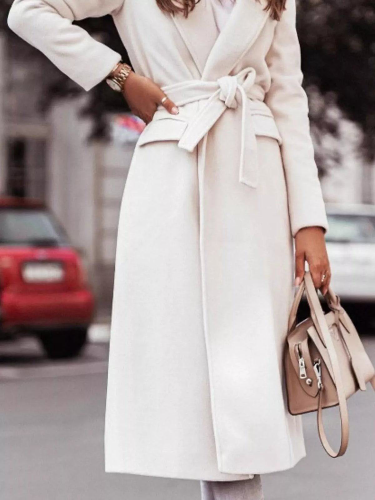 Tie Waist Longline Outerwear - Lilixa.store