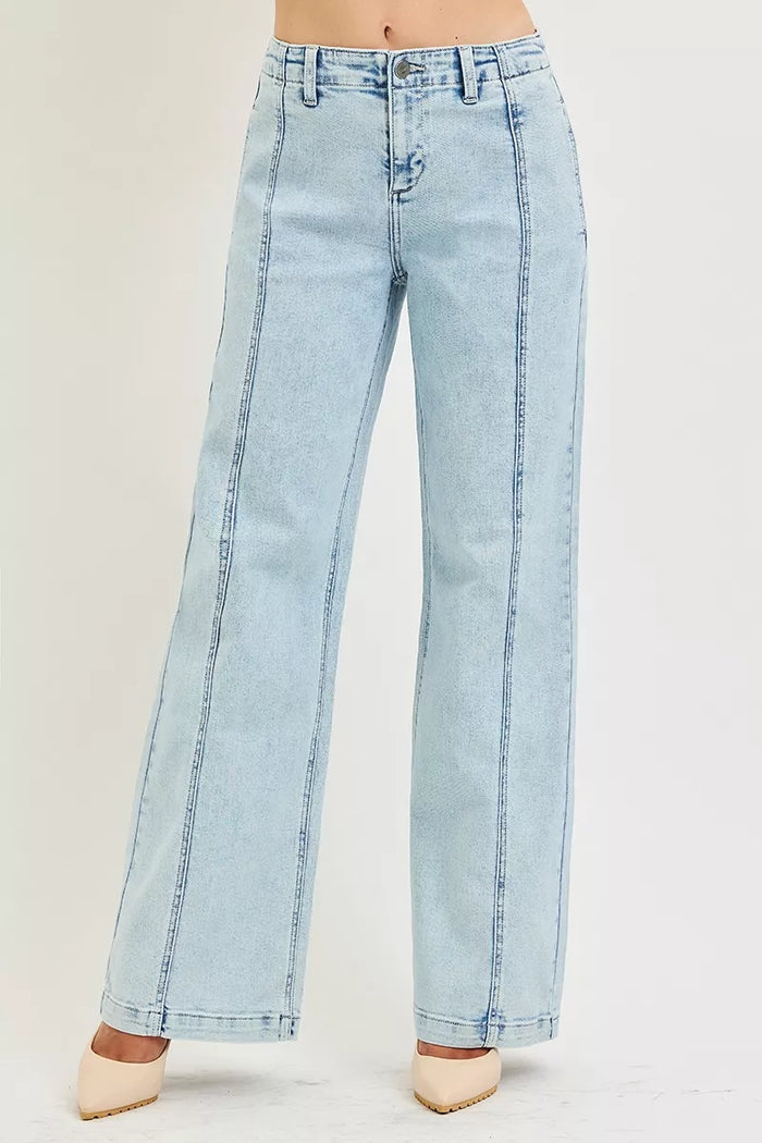 RISEN Slouchy Wide Leg Jeans in Acid Light