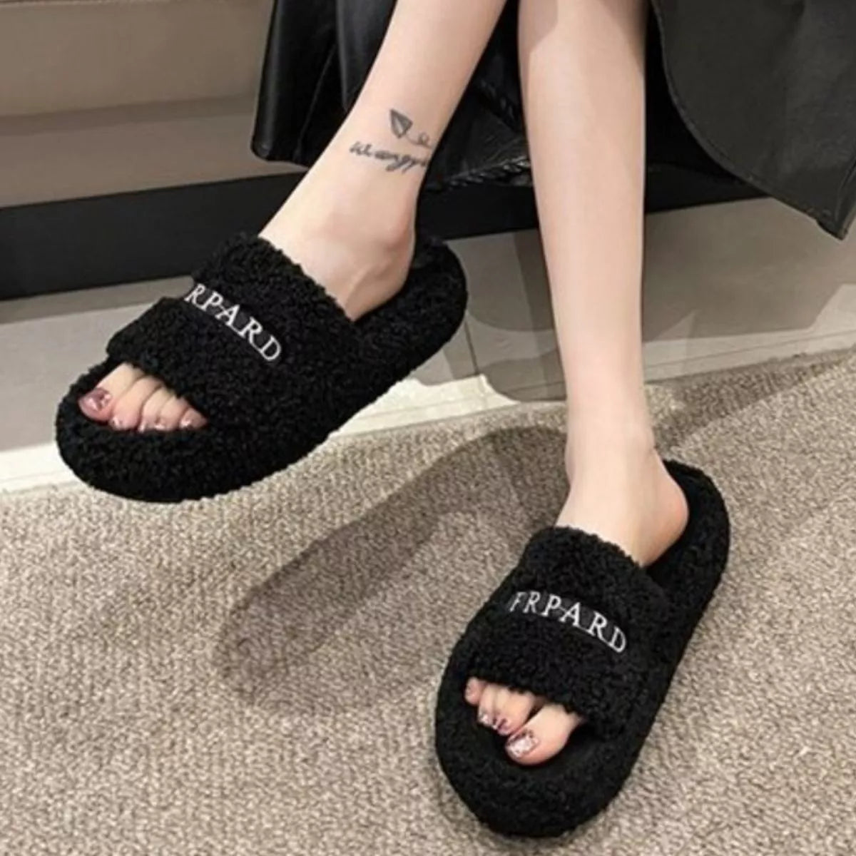 Fuzzy Plush Open Toe Slippers - Lilixa.store