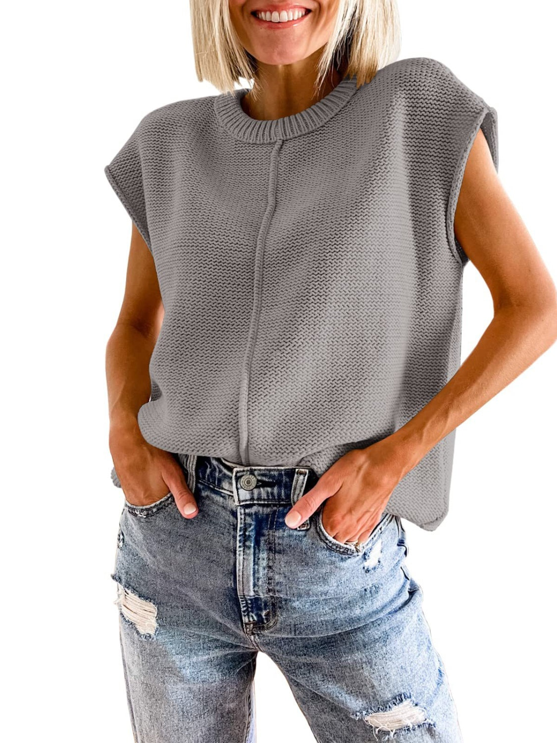 Cap Sleeve Sweater Vest, view 2