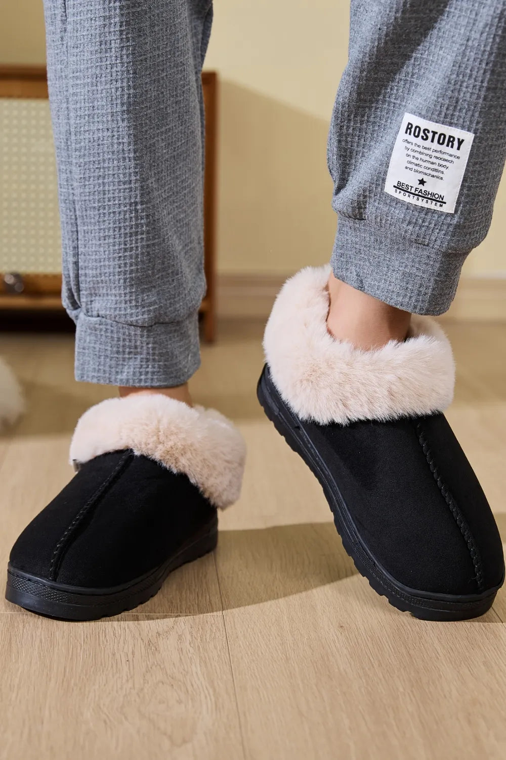 Faux Fur Round Toe Platform Slippers - Lilixa.store