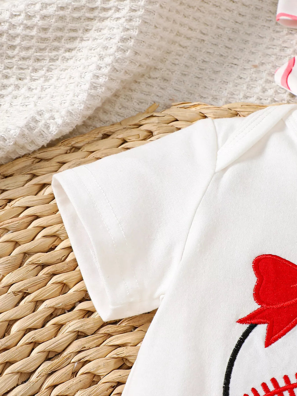 Children's Baseball Short Sleeve Bodysuit and Bow Pants Set with Headband - Lilixa.store