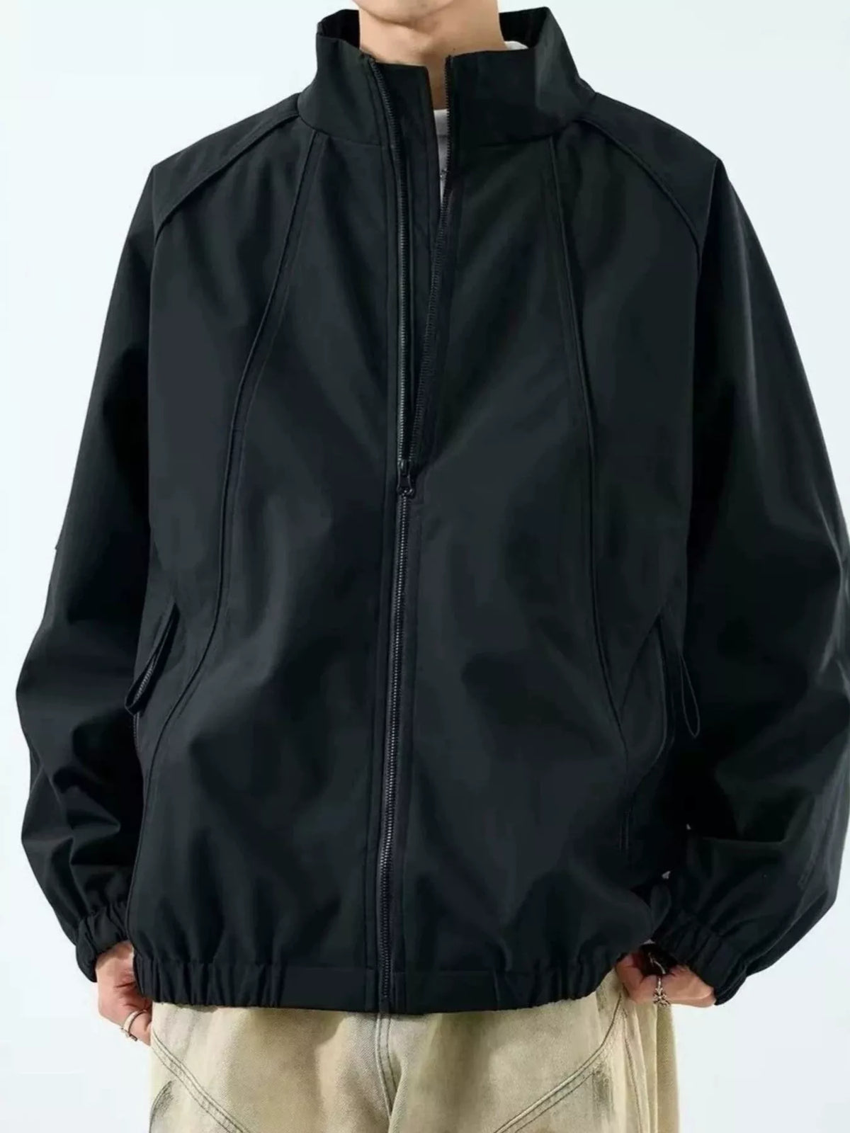 Men's Plus Size Zip Up Raglan Sleeve Jacket - Lilixa.store