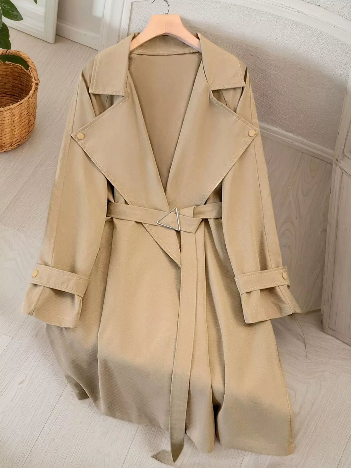 Lapel Collar Longline Trench Coat - Lilixa.store