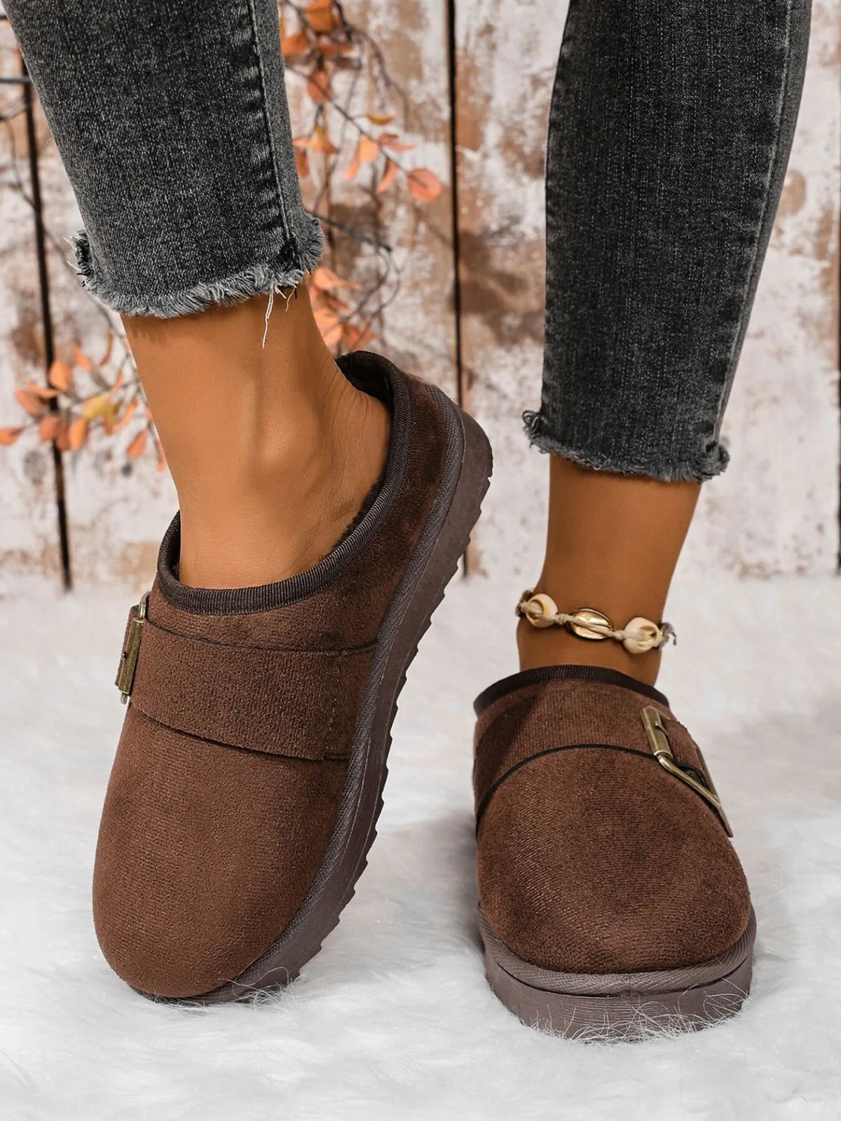 Cozy Buckle Suede Winter Slippers - Lilixa.store