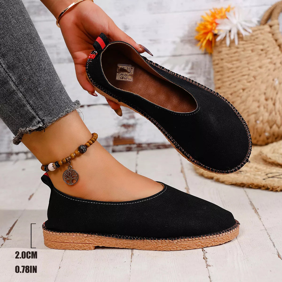 Round Toe Flats Slip-Ons, view 2