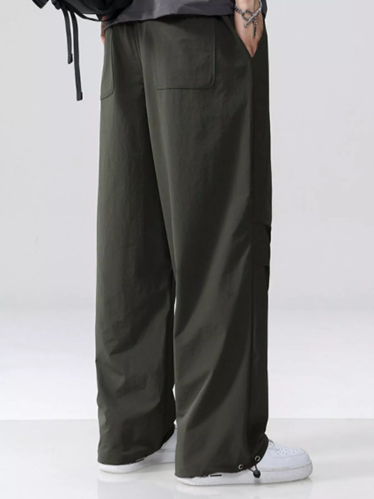 Men's Plus Size Drawstring Wide Leg Pants, view 3