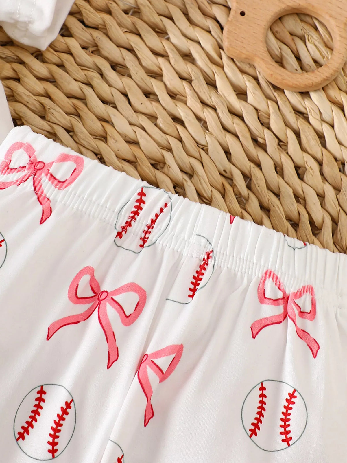 Children's Baseball Short Sleeve Bodysuit and Bow Pants Set with Headband - Lilixa.store