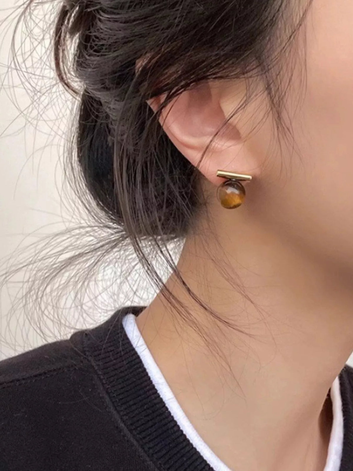 Tiger Eye Stone Stud Earrings - Lilixa.store