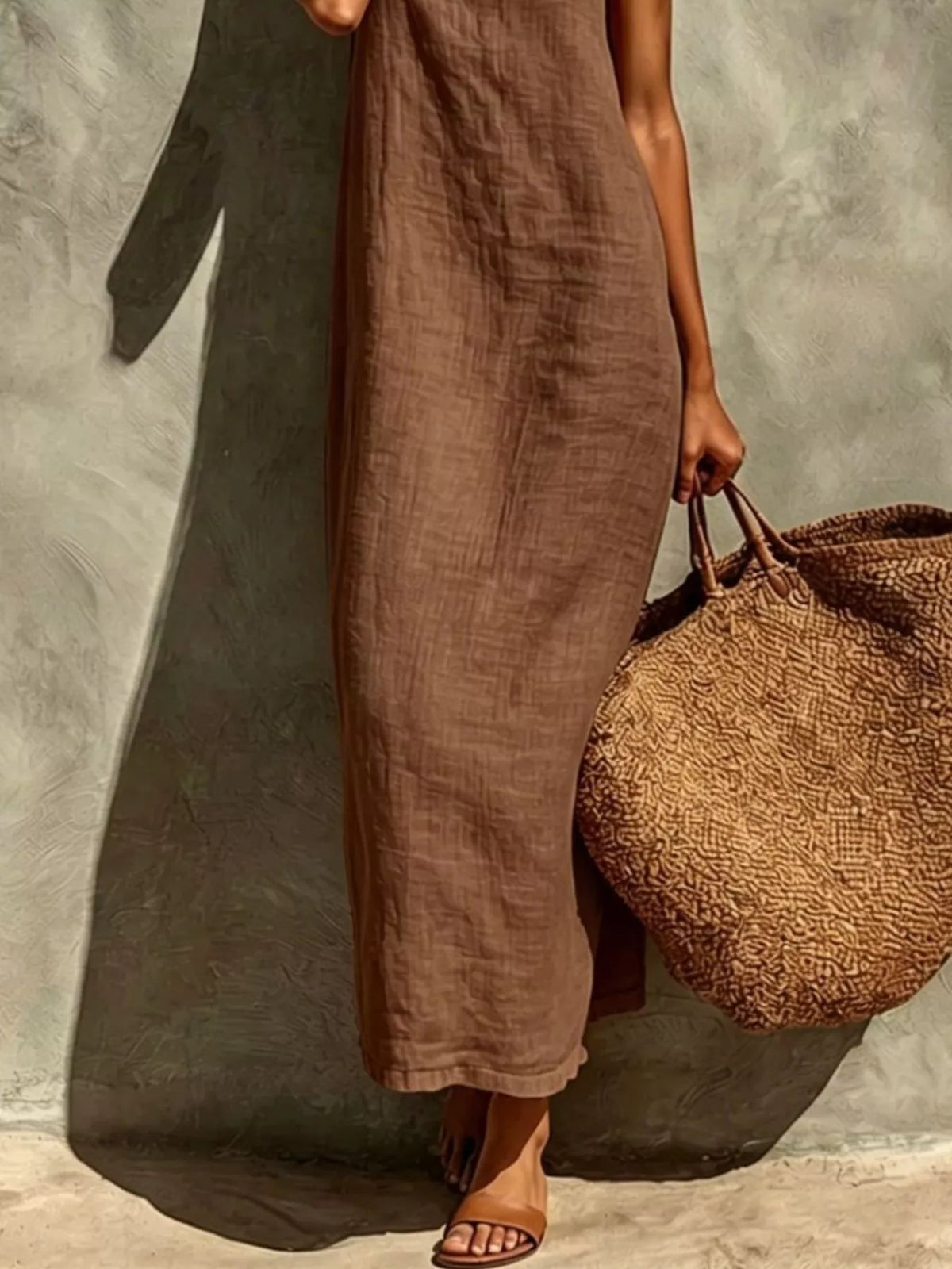 Sleeveless Linen Casual Maxi Dress - Lilixa.store