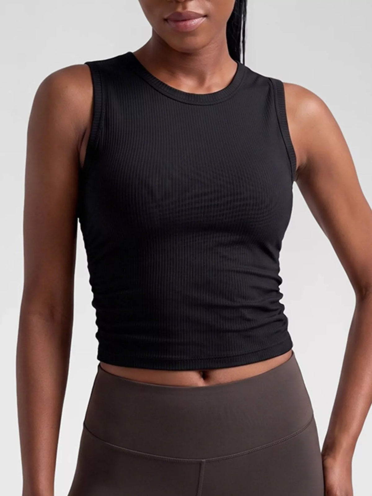 Ribbed Ruched Active Tank - Lilixa.store