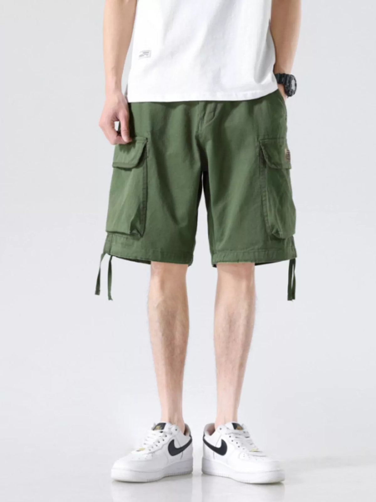 Men's Drawstring Wide Leg Cargo Shorts, view 7