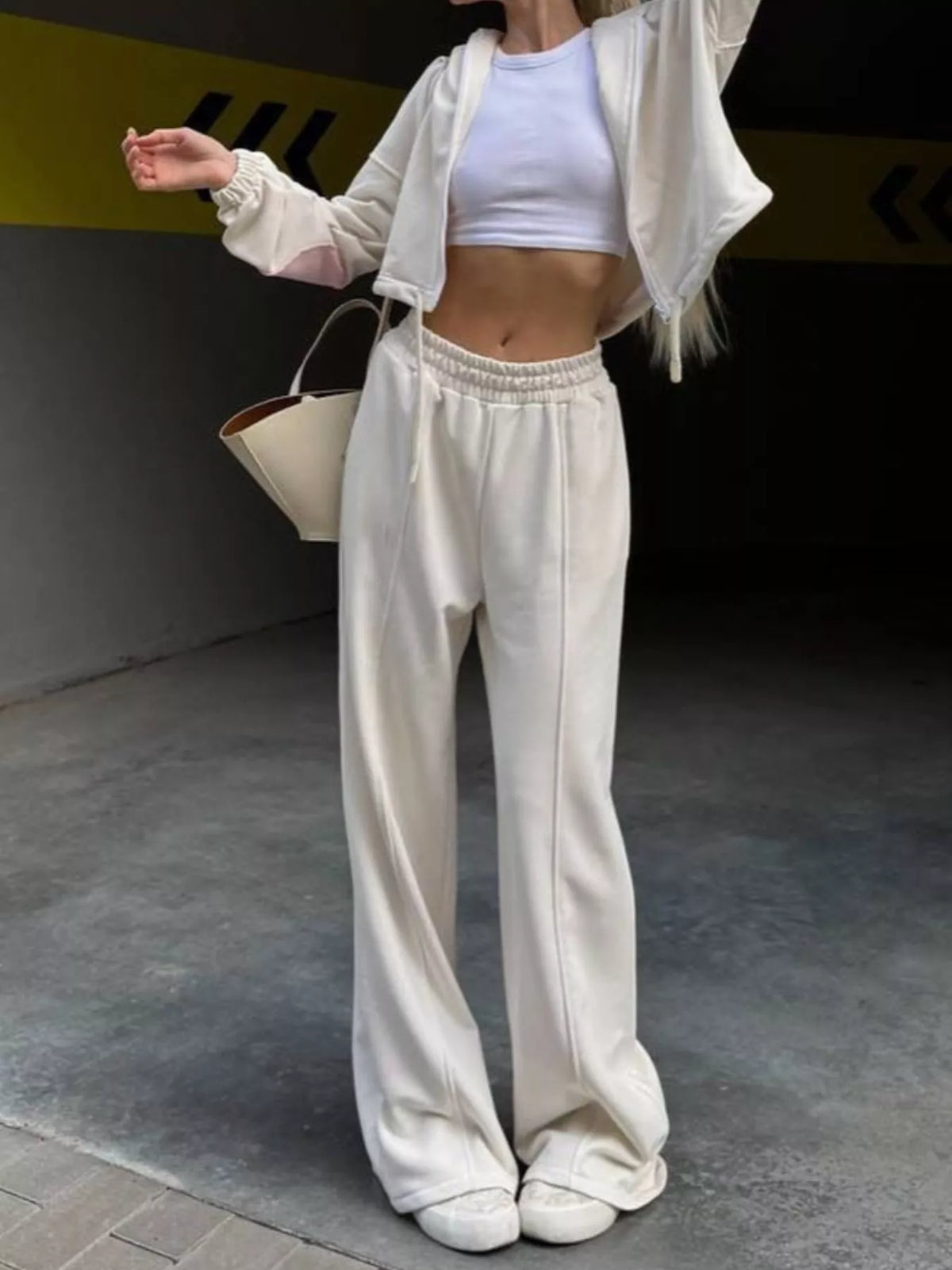 Zip Up Hoodie and Wide-Leg Pants Set - Lilixa.store