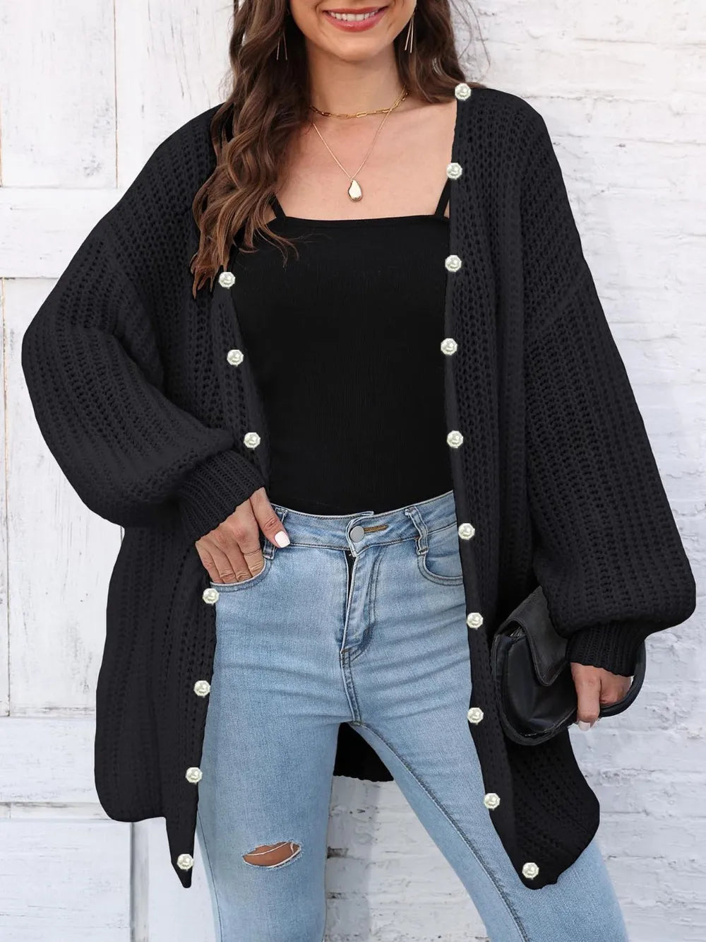 Open Front Long Sleeve Cardigan - Lilixa.store