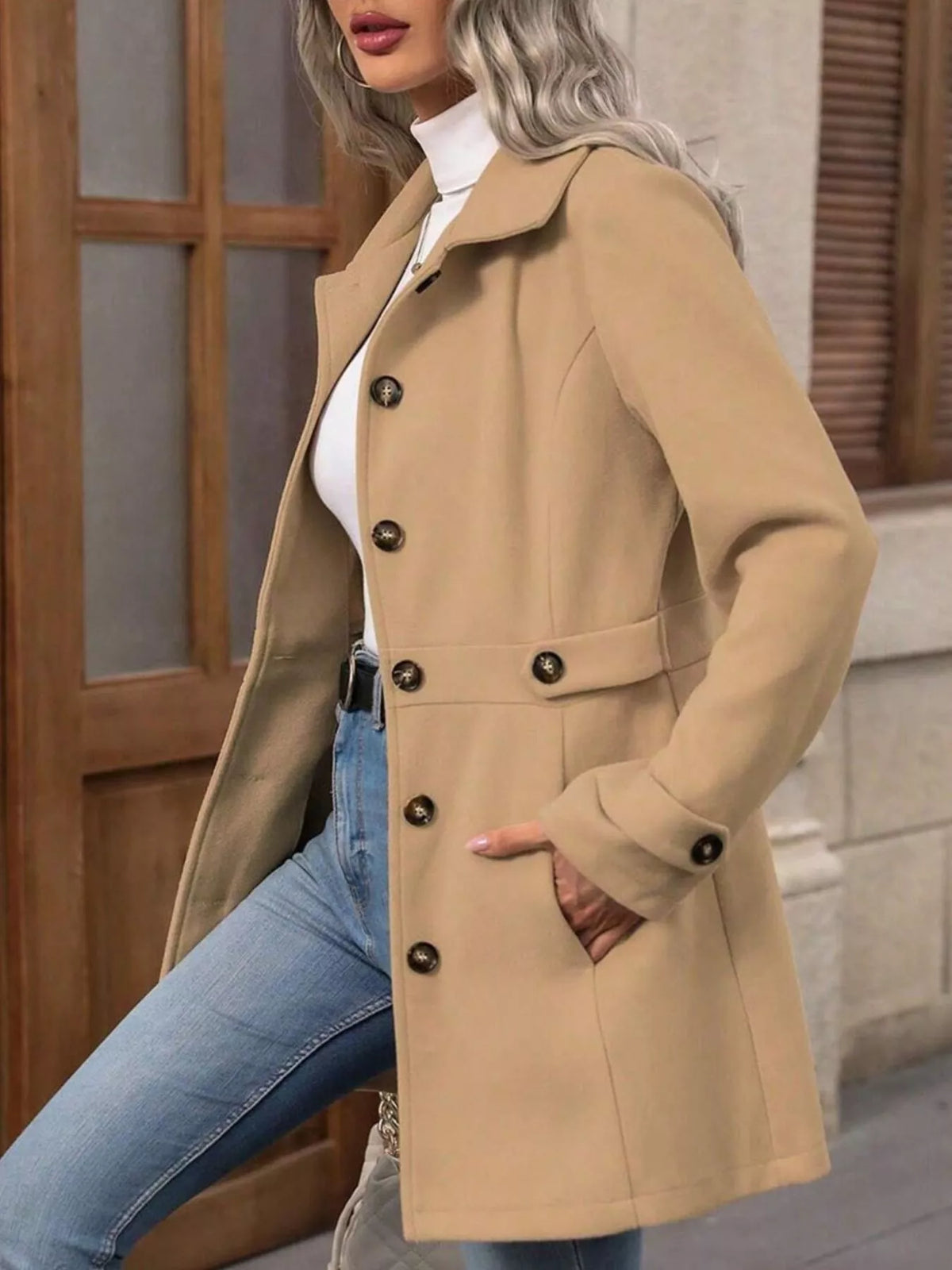 Single-Breasted Long Sleeve Coat - Lilixa.store