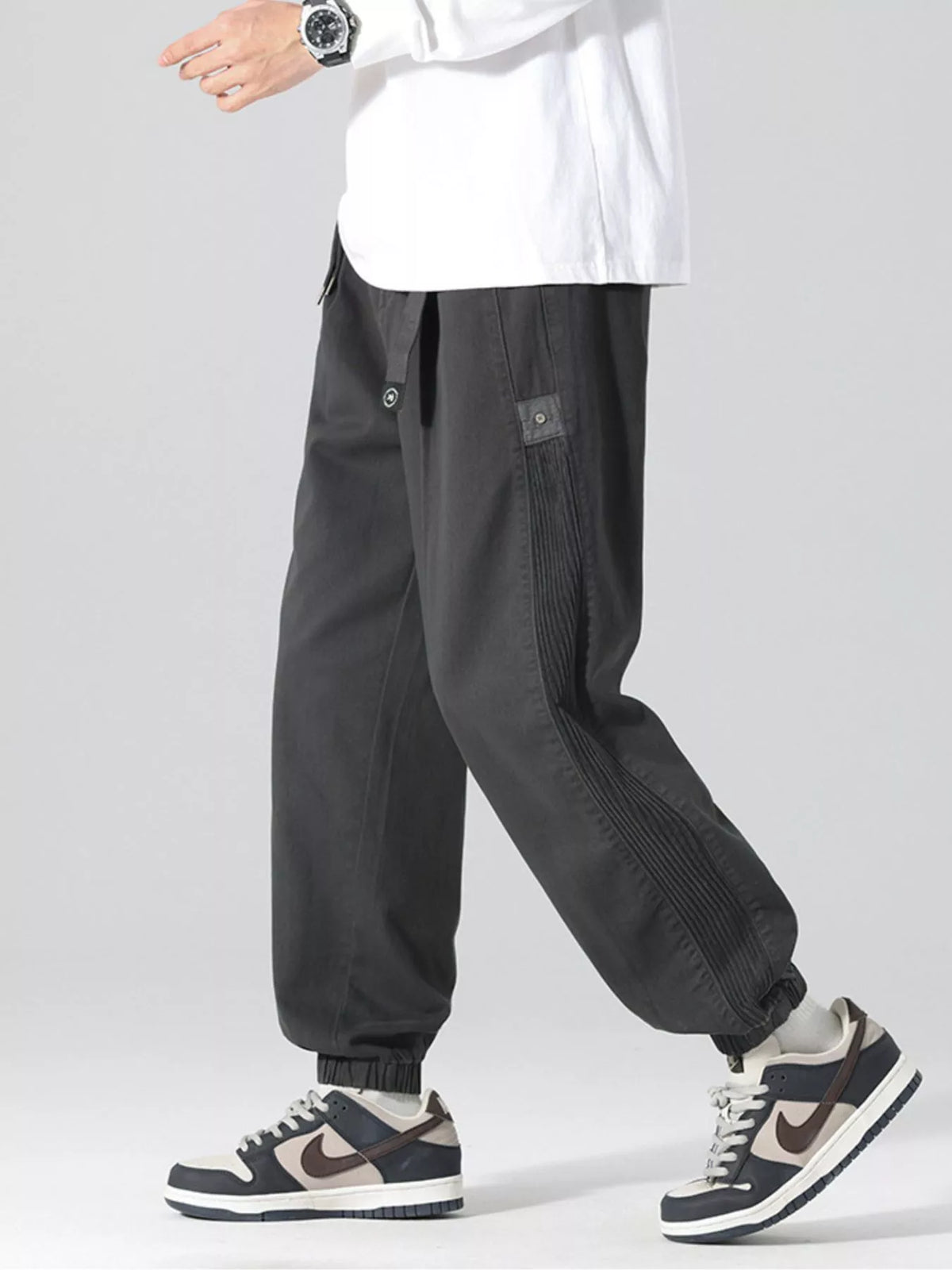 Men's Plus Size Drawstring Cargo Joggers with Pockets, view 5
