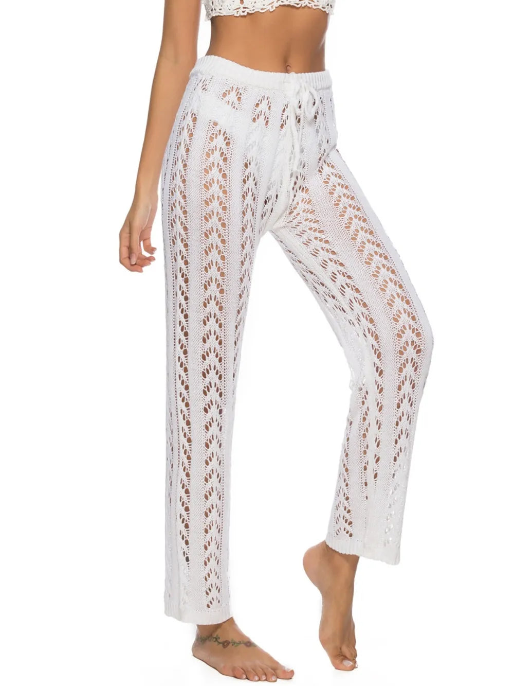 Cutout Drawstring High Waist Swim Pants - Lilixa.store
