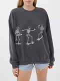 Skeleton Graphic Round Neck Sweatshirt - Lilixa.store