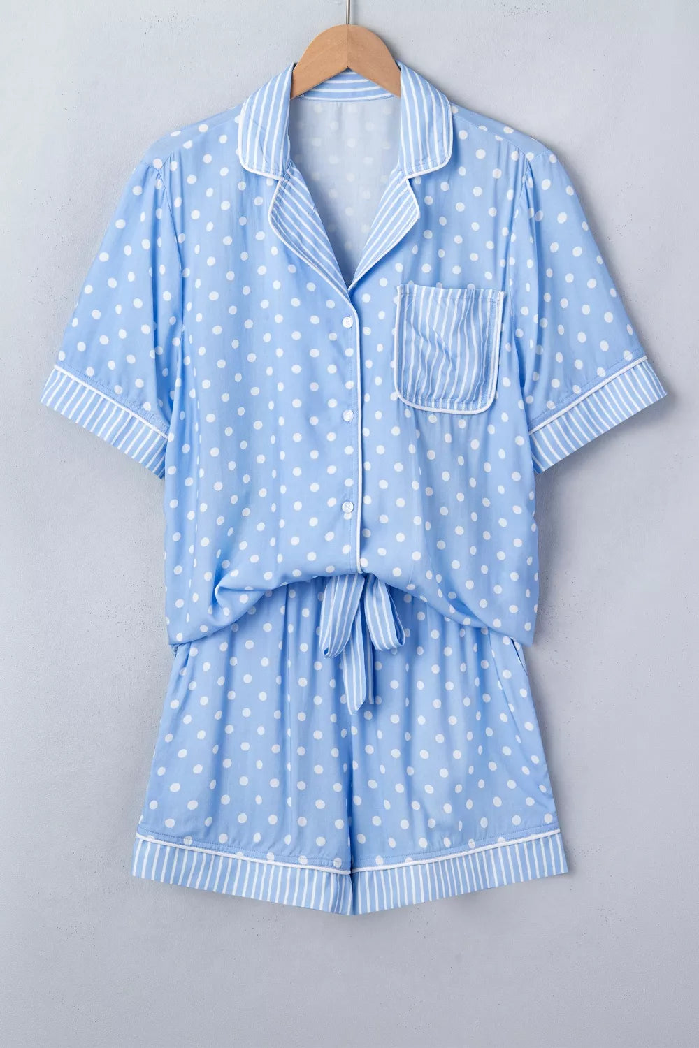 Dotted Print Soft Short Pajama Set - Lilixa.store