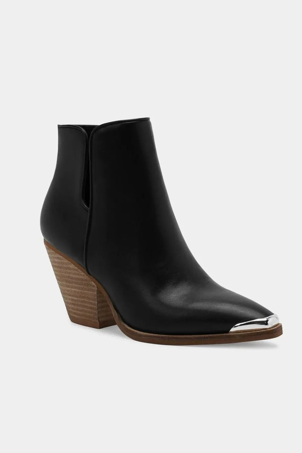 Beast Fashion Pointed Metal-Tip Toe Block Heel Ankle Boots - Lilixa.store