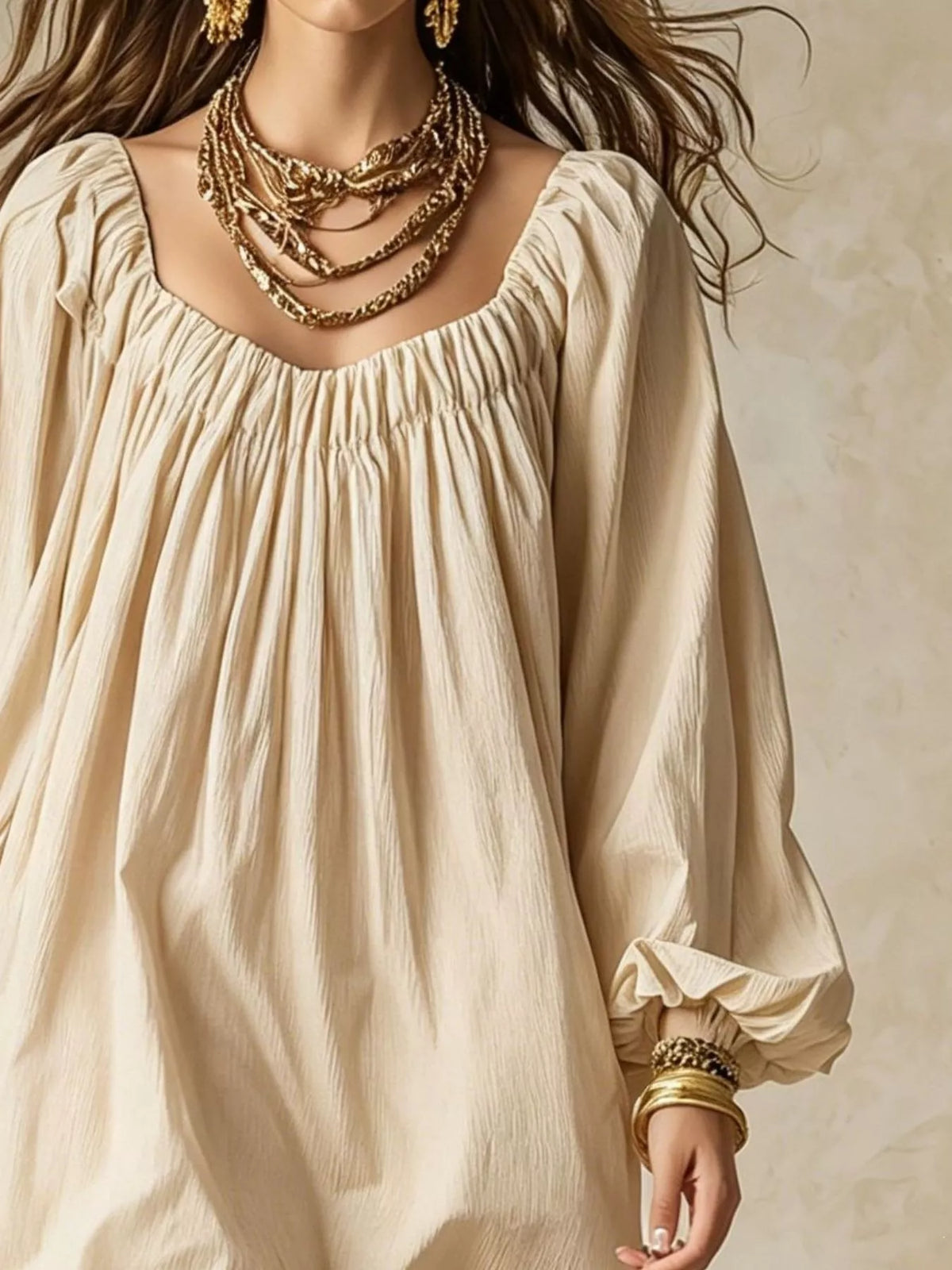 Flowy Balloon Sleeve Mini Dress - Lilixa.store