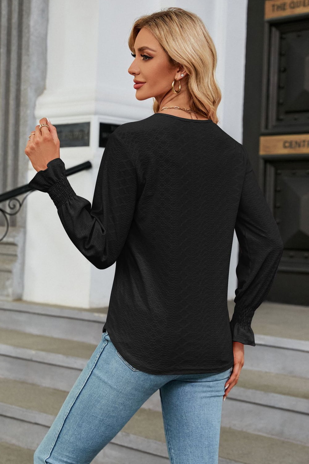 V-Neck Flounce Sleeve Blouse, view 8