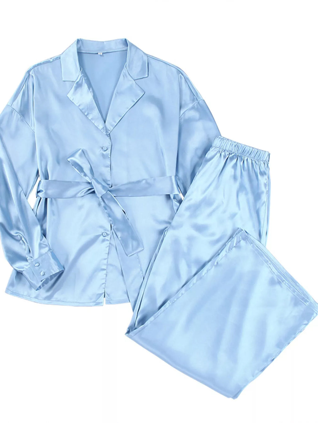 Satin Long Sleeve Shirt and Pants Set - Lilixa.store