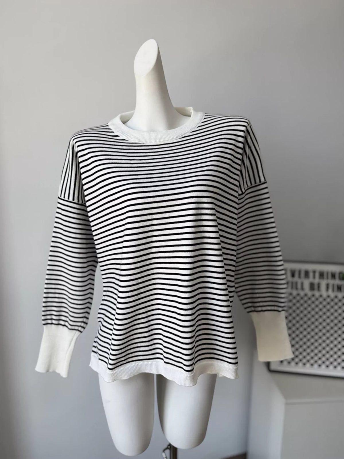 Striped Round Neck Knit Top, view 2