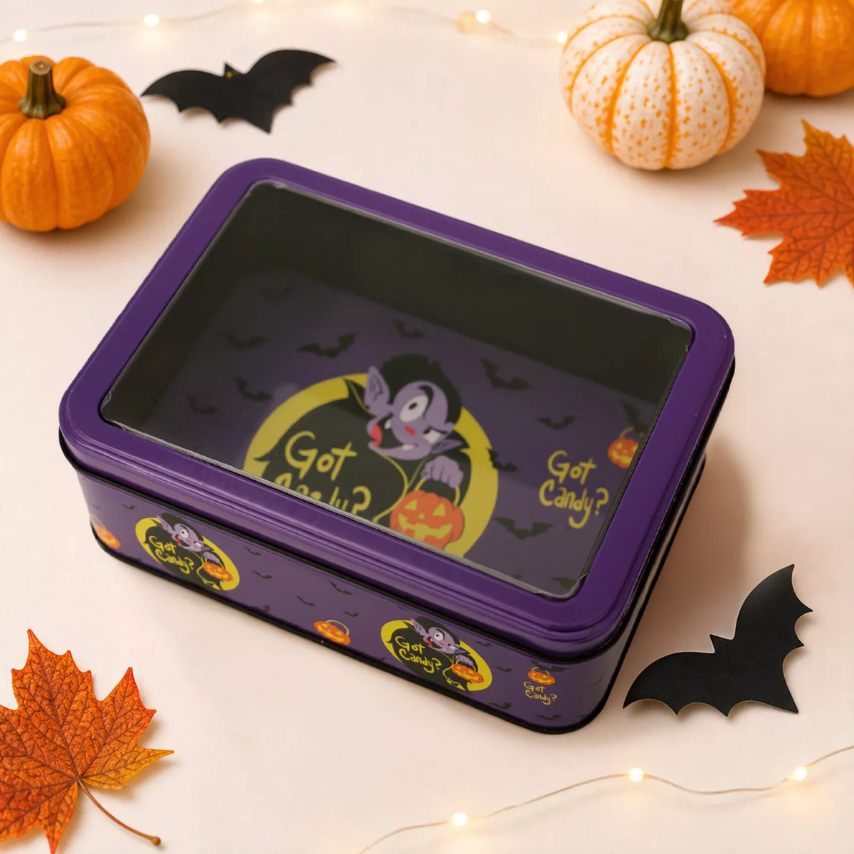 Halloween Decorative Metal Storage Box with Window Display - Lilixa.store